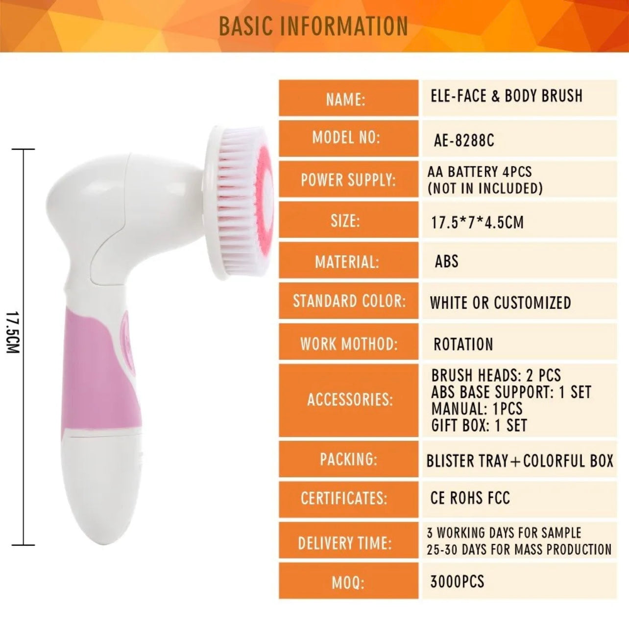 Cnaier 2 in 1 Electric Multi Function Cleanser For Pedicure & Full Body Cleansing Sonic Vibration AE-8288C