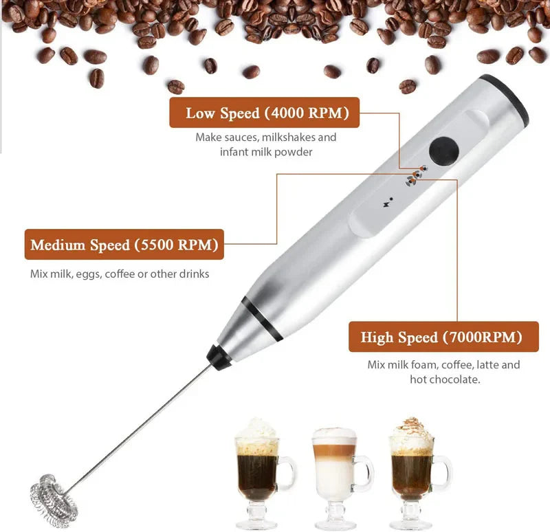 Rechargeable Coffee Beater - Electric Coffee Mixer Rechargeable Milk Shaker Maker - 2 in 1 Electric Egg Beater Coffee - USB Electric Blender