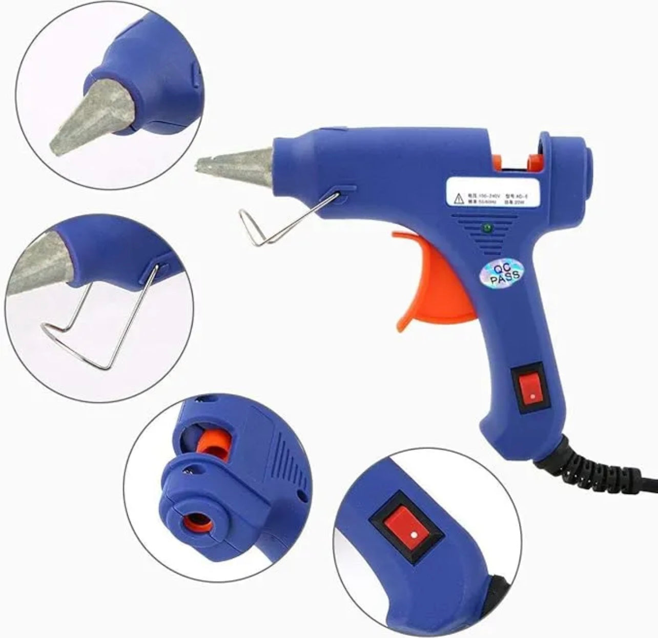 Professional-Grade 20W Hot Melt Silicone Glue Gun for Heavy-Duty Crafting and Repairs-10 Free Glue Sticks
