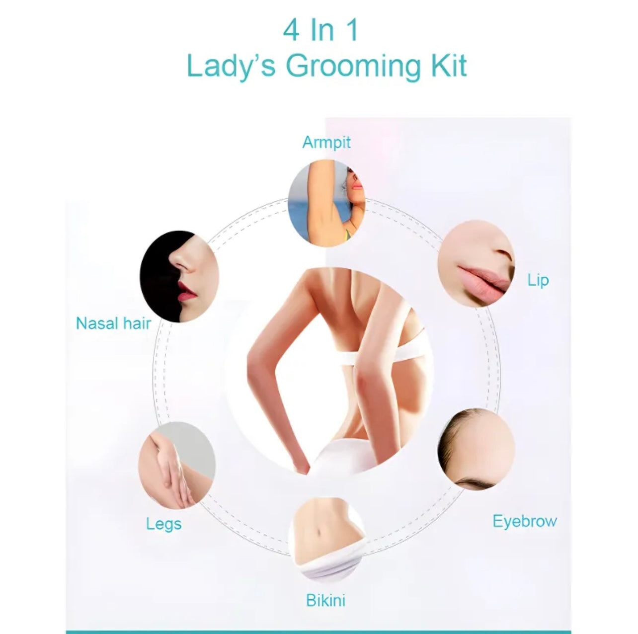 Daling DL-6018 Epilator 4 In 1 Multi-Functional Rechargeable Ladies Grooming Kit