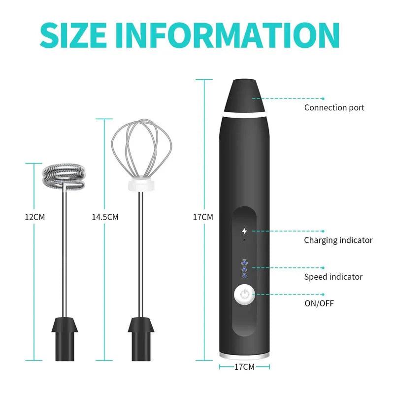 Rechargeable Coffee Beater - Electric Coffee Mixer Rechargeable Milk Shaker Maker - 2 in 1 Electric Egg Beater Coffee - USB Electric Blender