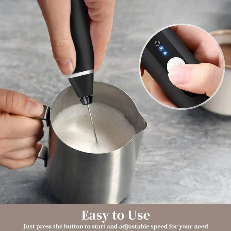 Rechargeable Coffee Beater - Electric Coffee Mixer Rechargeable Milk Shaker Maker - 2 in 1 Electric Egg Beater Coffee - USB Electric Blender