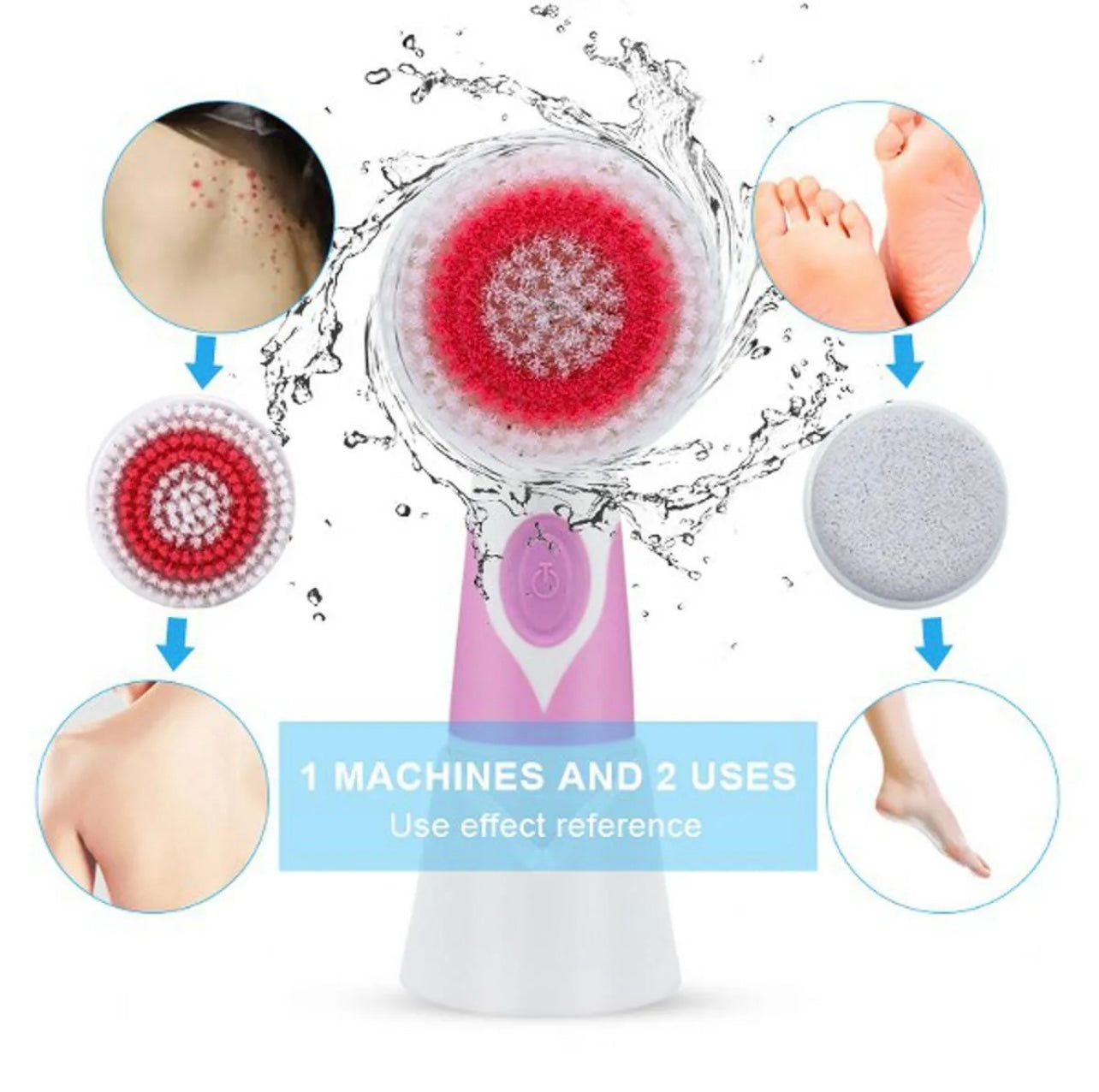Cnaier 2 in 1 Electric Multi Function Cleanser For Pedicure & Full Body Cleansing Sonic Vibration AE-8288C