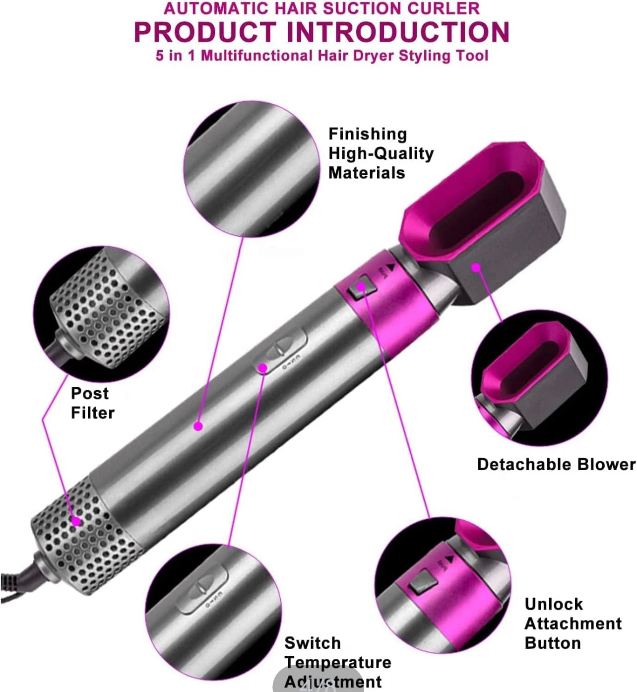 5 in 1 Hair Straightener Curler & Comb Dryer