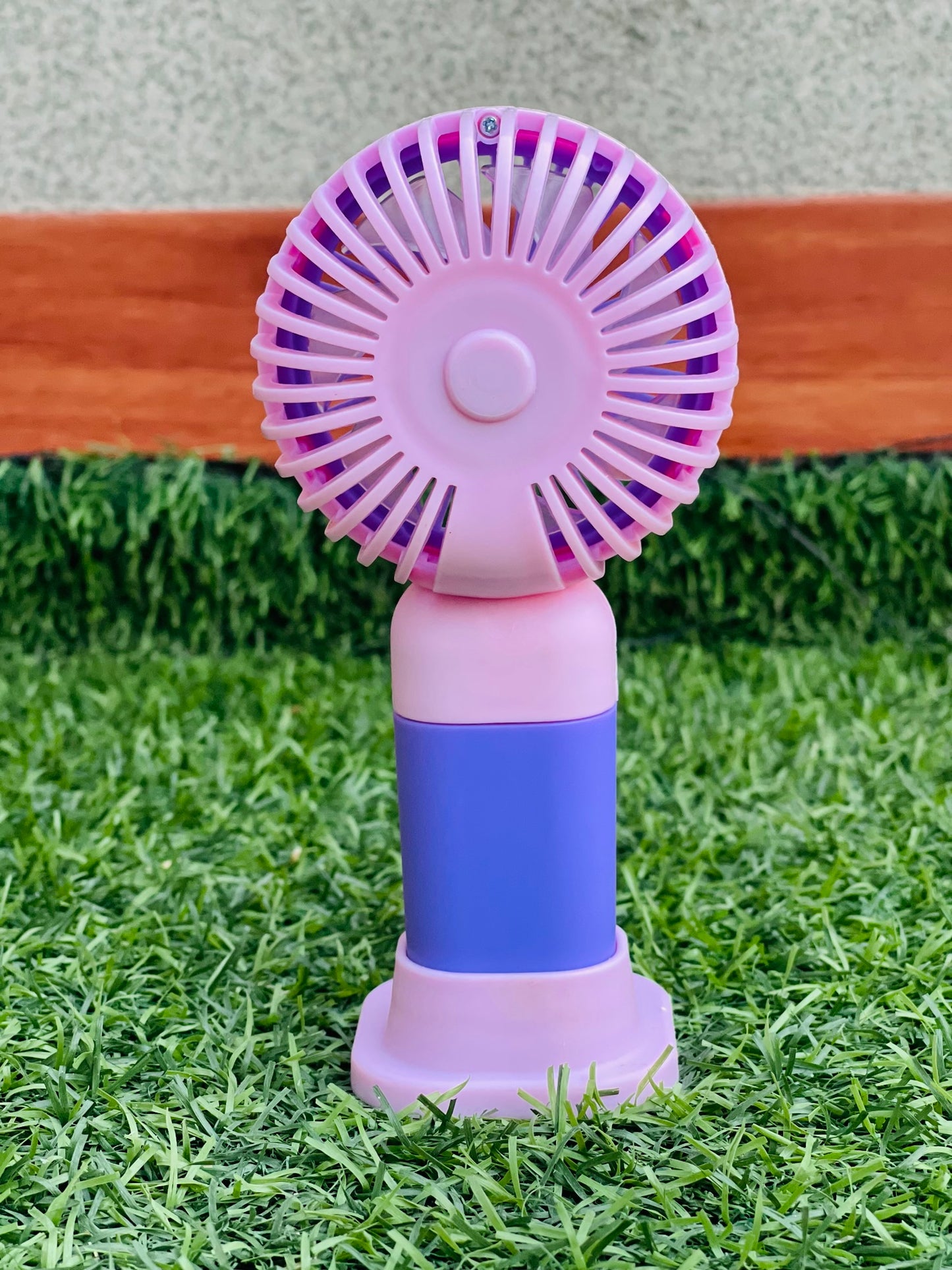 Rechargeable Hand Fan with Inbuilt Mobile Stand