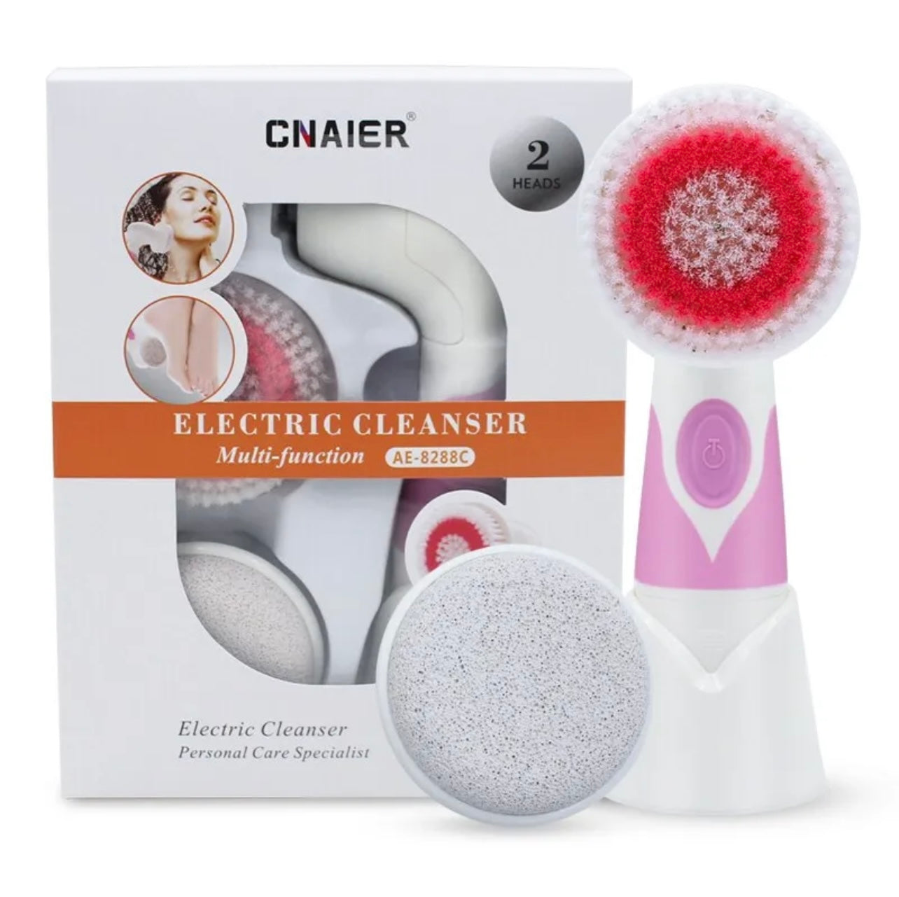 Cnaier 2 in 1 Electric Multi Function Cleanser For Pedicure & Full Body Cleansing Sonic Vibration AE-8288C