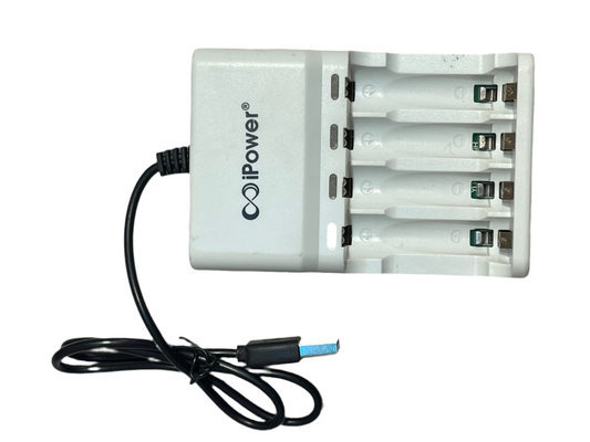 iPower 4-Bay Smart USB Charger for AA & AAA Ni-MH/Ni-Cd Rechargeable Batteries