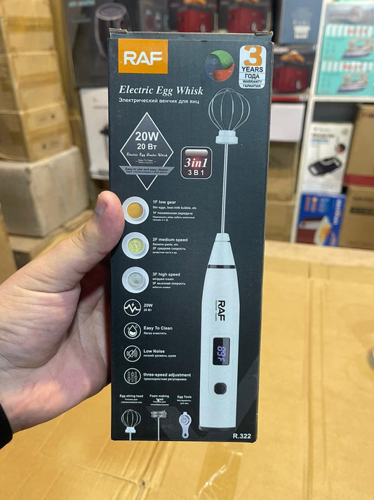 RAF 3-in-1 Electric Egg Whisk | Handheld USB Rechargeable Milk Frother & Mixer (20W)