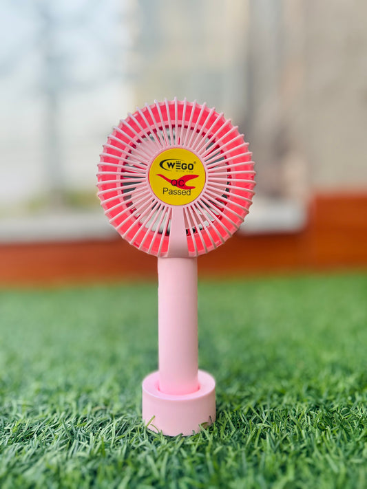 Sweet Breeze Pink Peach Portable Handheld Fan - USB Rechargeable Mini Personal Cooler