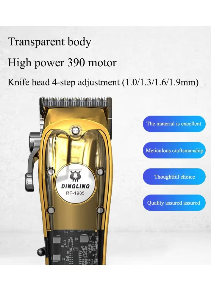 DINGLING Professional Transparent Gold Digital Hair Clipper RF-1985