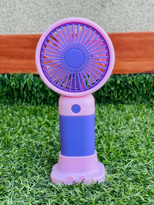 Rechargeable Hand Fan with Inbuilt Mobile Stand