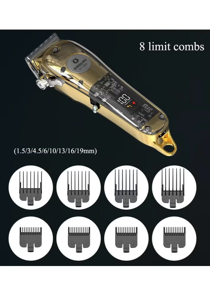 DINGLING Professional Transparent Gold Digital Hair Clipper RF-1985