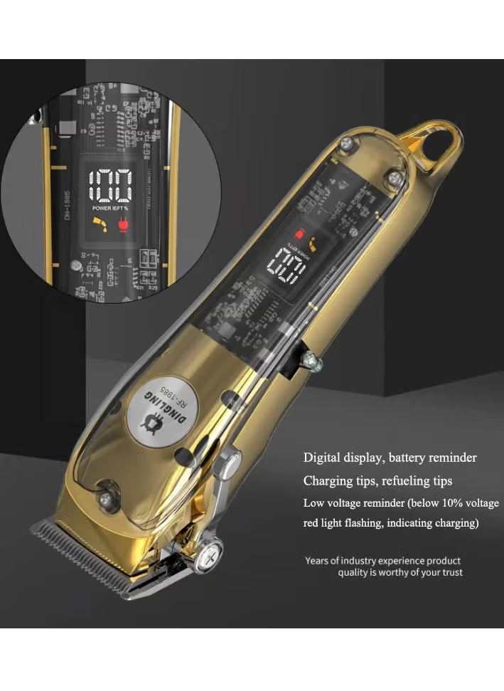 DINGLING Professional Transparent Gold Digital Hair Clipper RF-1985