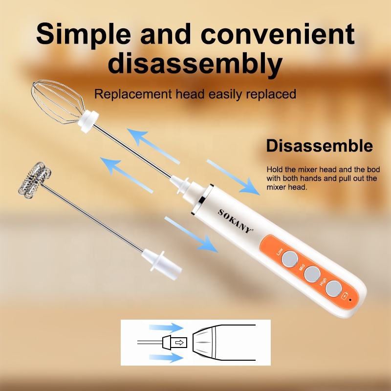 SOKANY 2-in-1 USB Electric Milk Frother & Handheld Mixer (SK-02014)