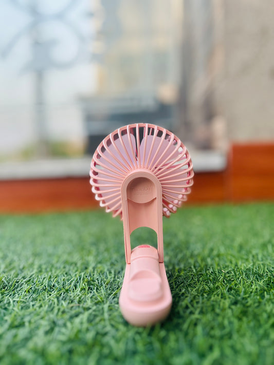 Adorable Pink Bear Portable Handheld Fan - USB Rechargeable Cute Mini Personal Cooler