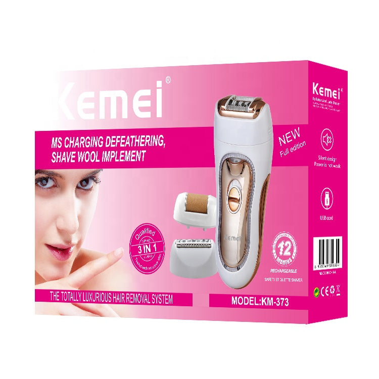 Kemei 3-in-1 Rechargeable Epilator & Shaver KM-373