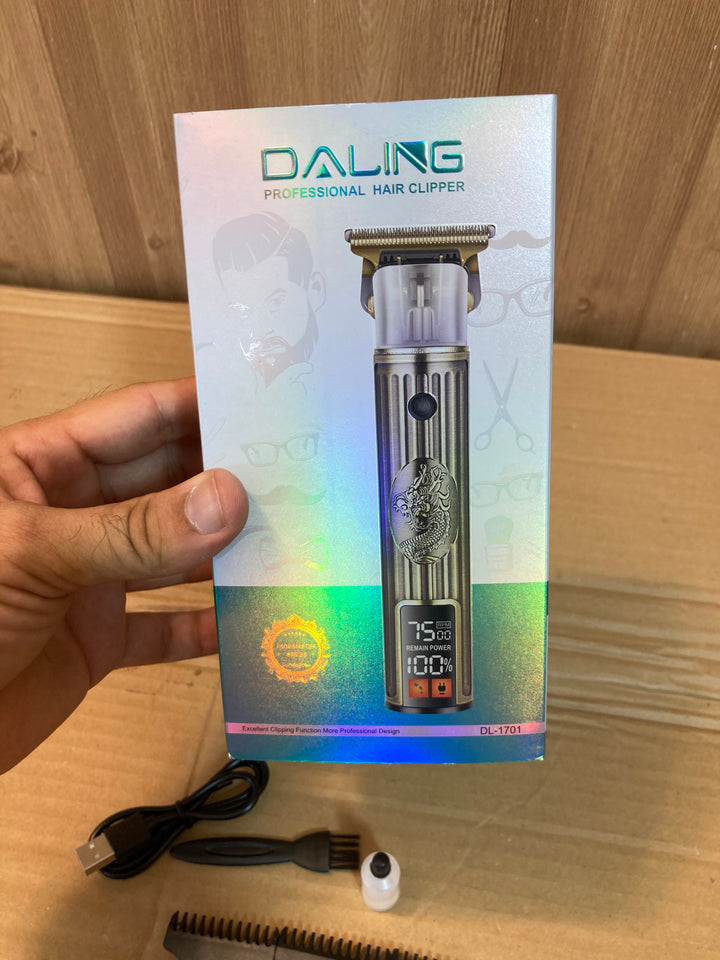 DALING Professional T-Blade Hair Clipper – Dragon Engraved, Digital Display DL-1701